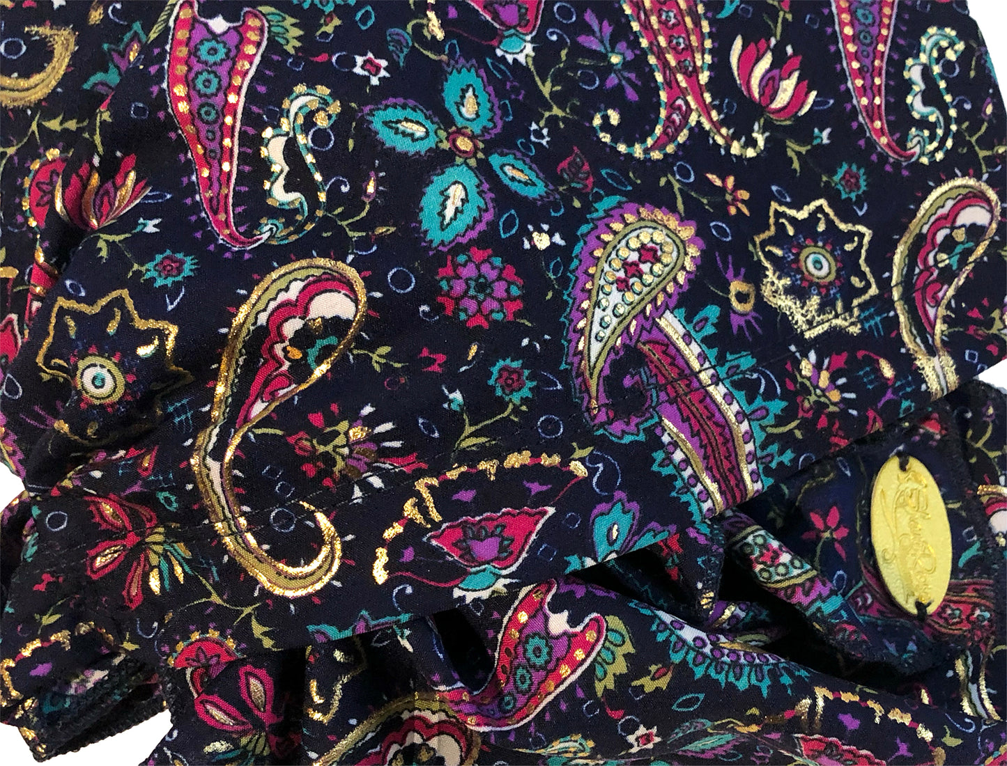 Navy paisley headscarf gold sparkles long