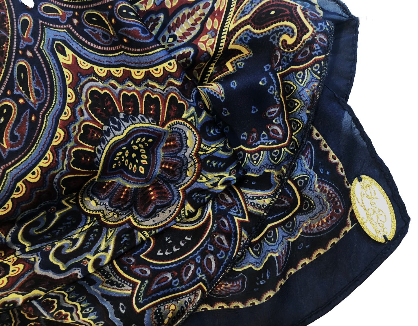 Navy paisley non slip headscarf gold sparkles