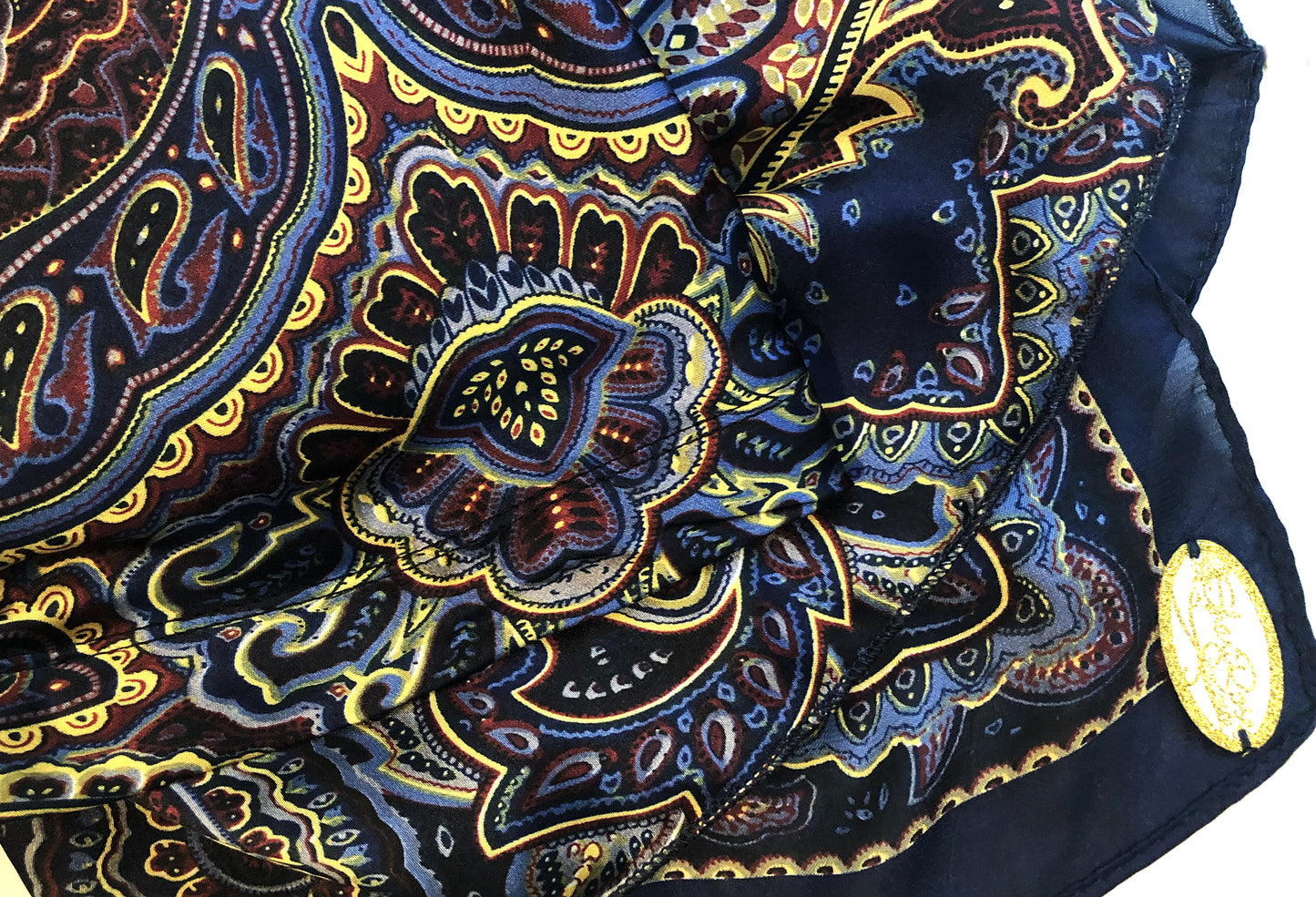 Navy paisley non slip headscarf gold sparkles