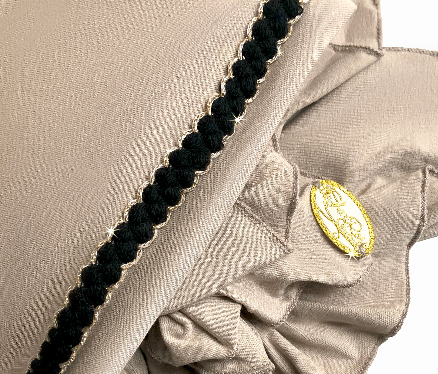 Taupe headscarf black gold sparkles