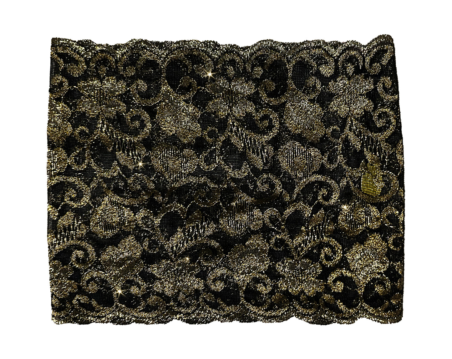 Black lace headband gold floral