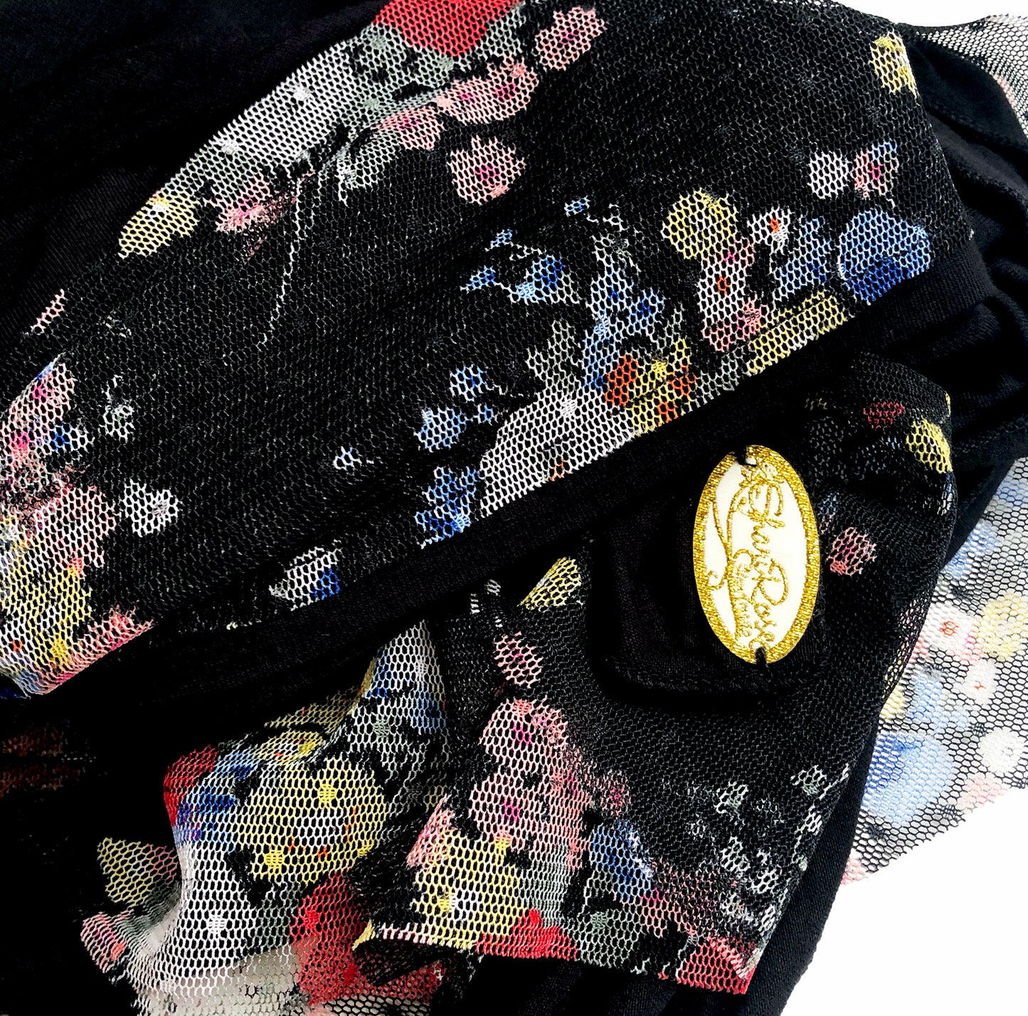 Black headscarf floral lace wrap