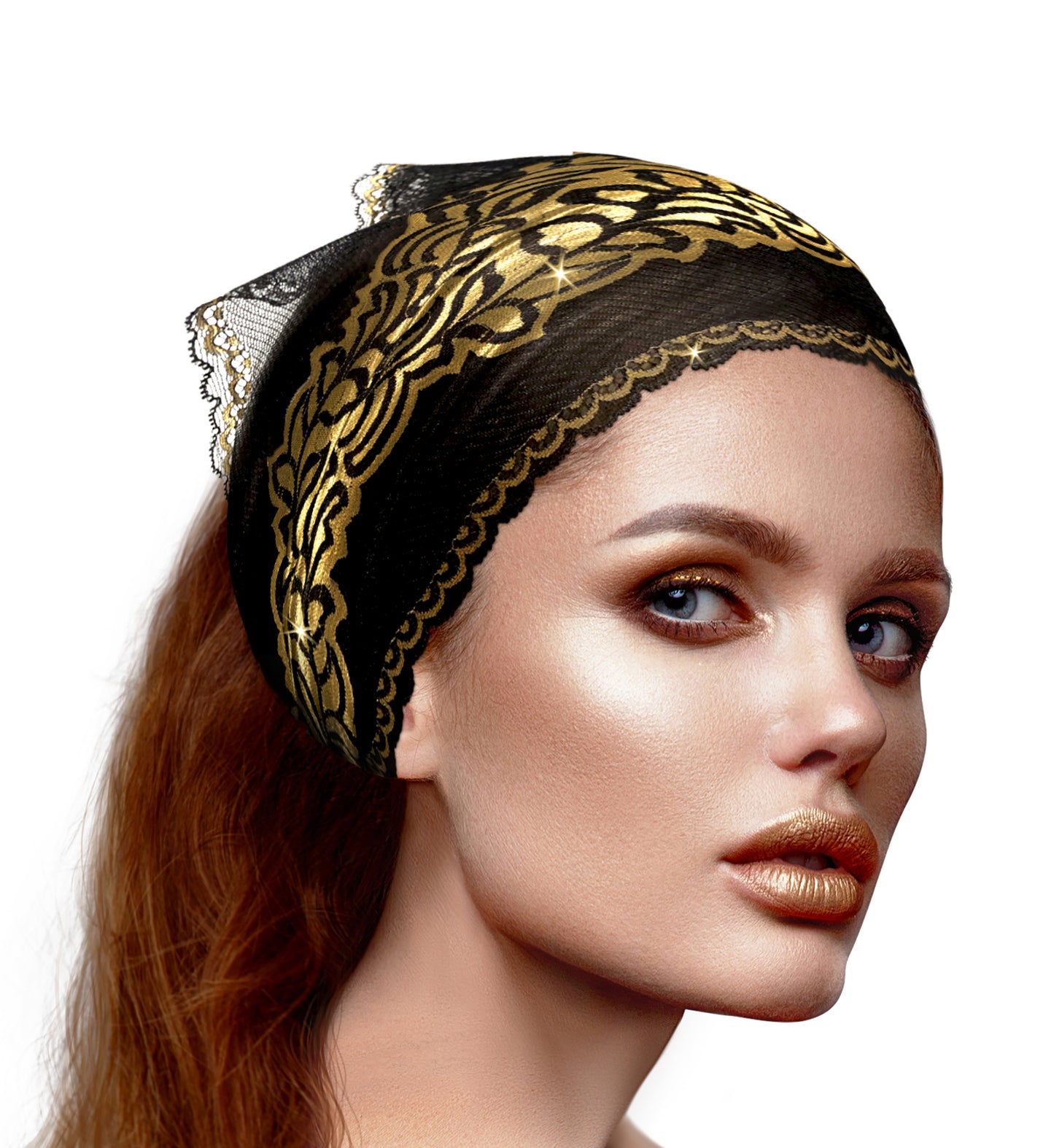 Black lace headband turban headwear