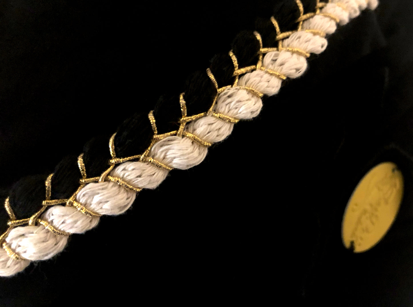 Black headscarf black gold white braid sparkles