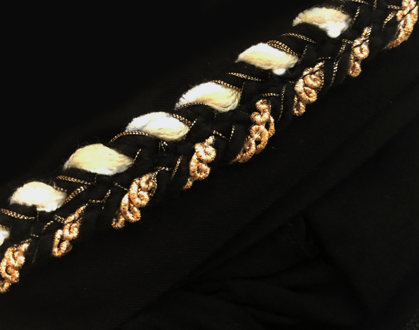 Black headscarf black gold braid sparkles