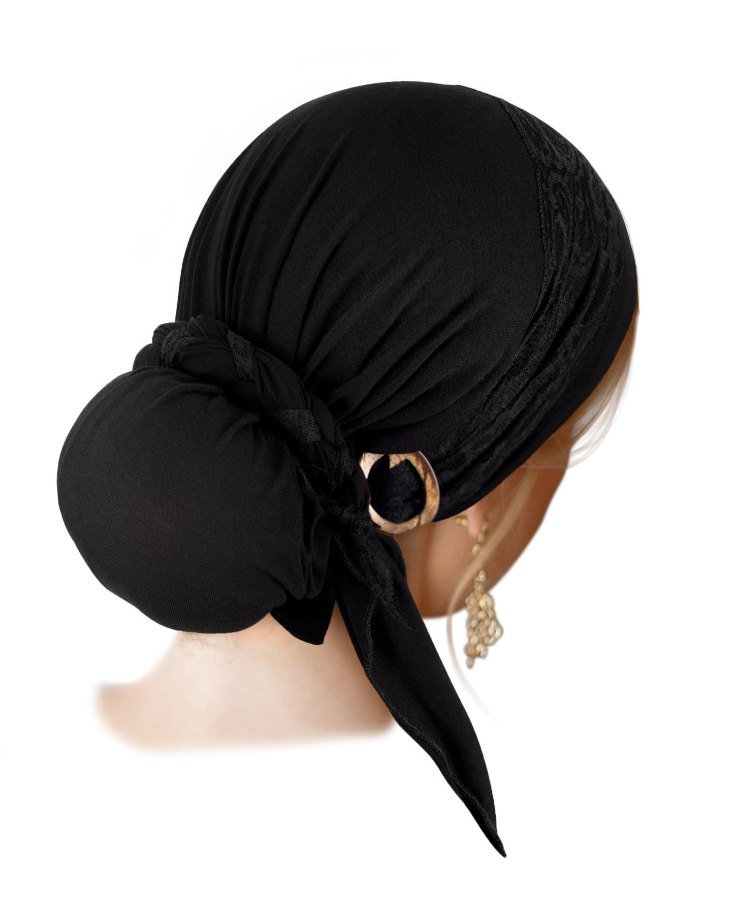 Black Headscarf Black Vintage Lace Wrap Coconut Buckle