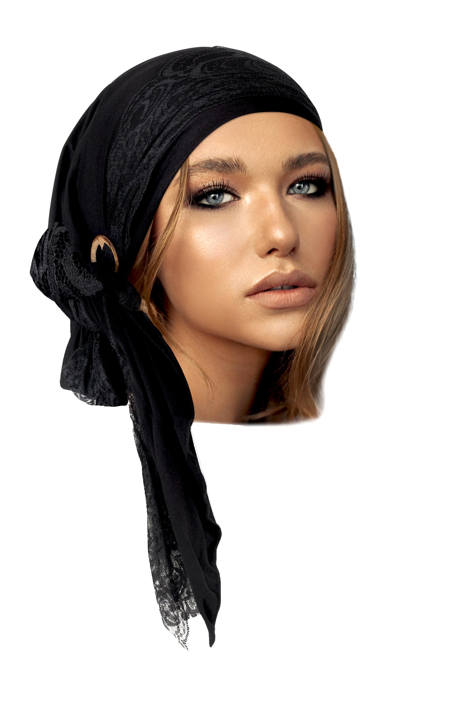 Black Headscarf Black Vintage Lace Wrap Coconut Buckle
