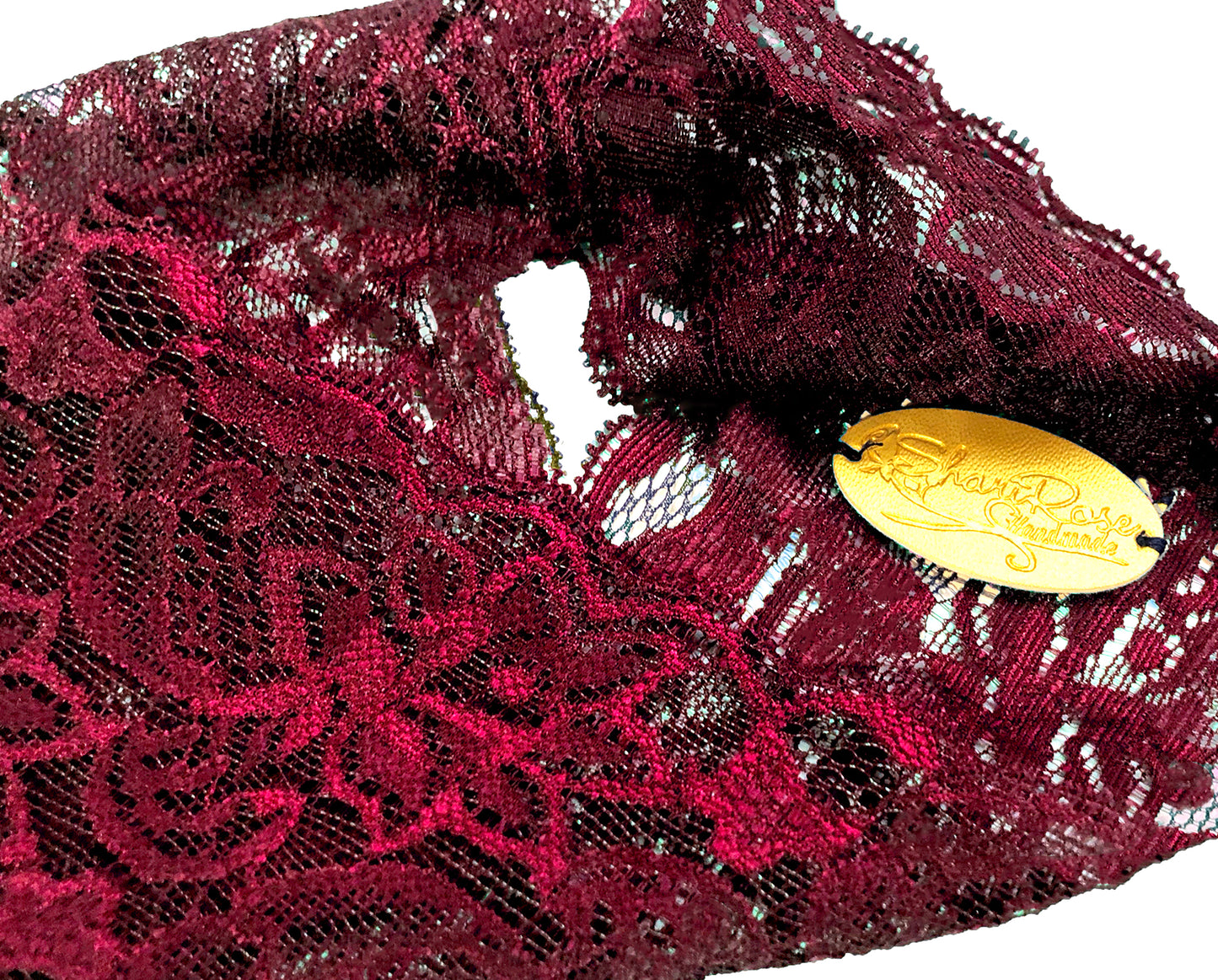 Burgundy red lace floral headband