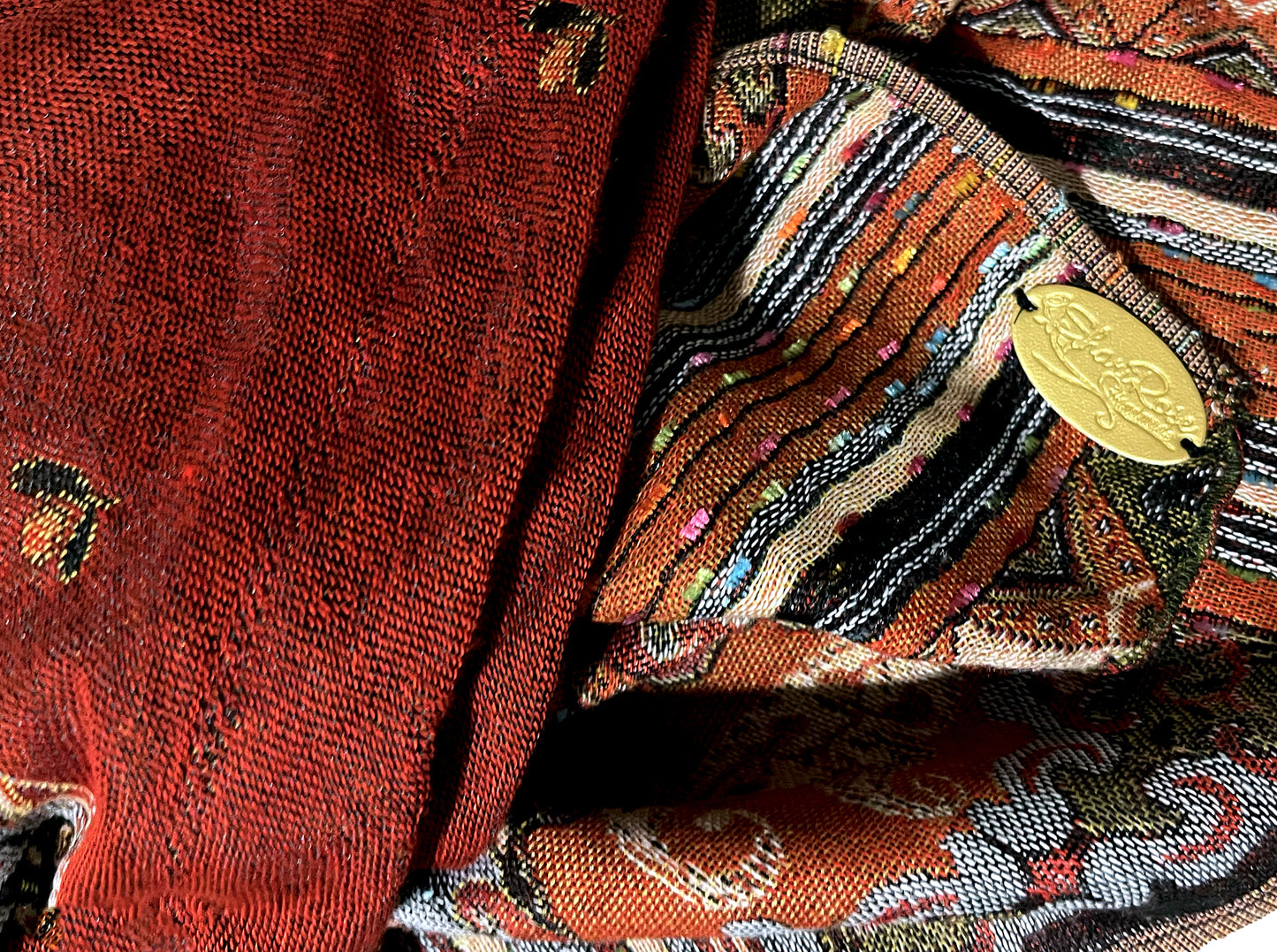 Burgundy red cashmere pre tied headscarf