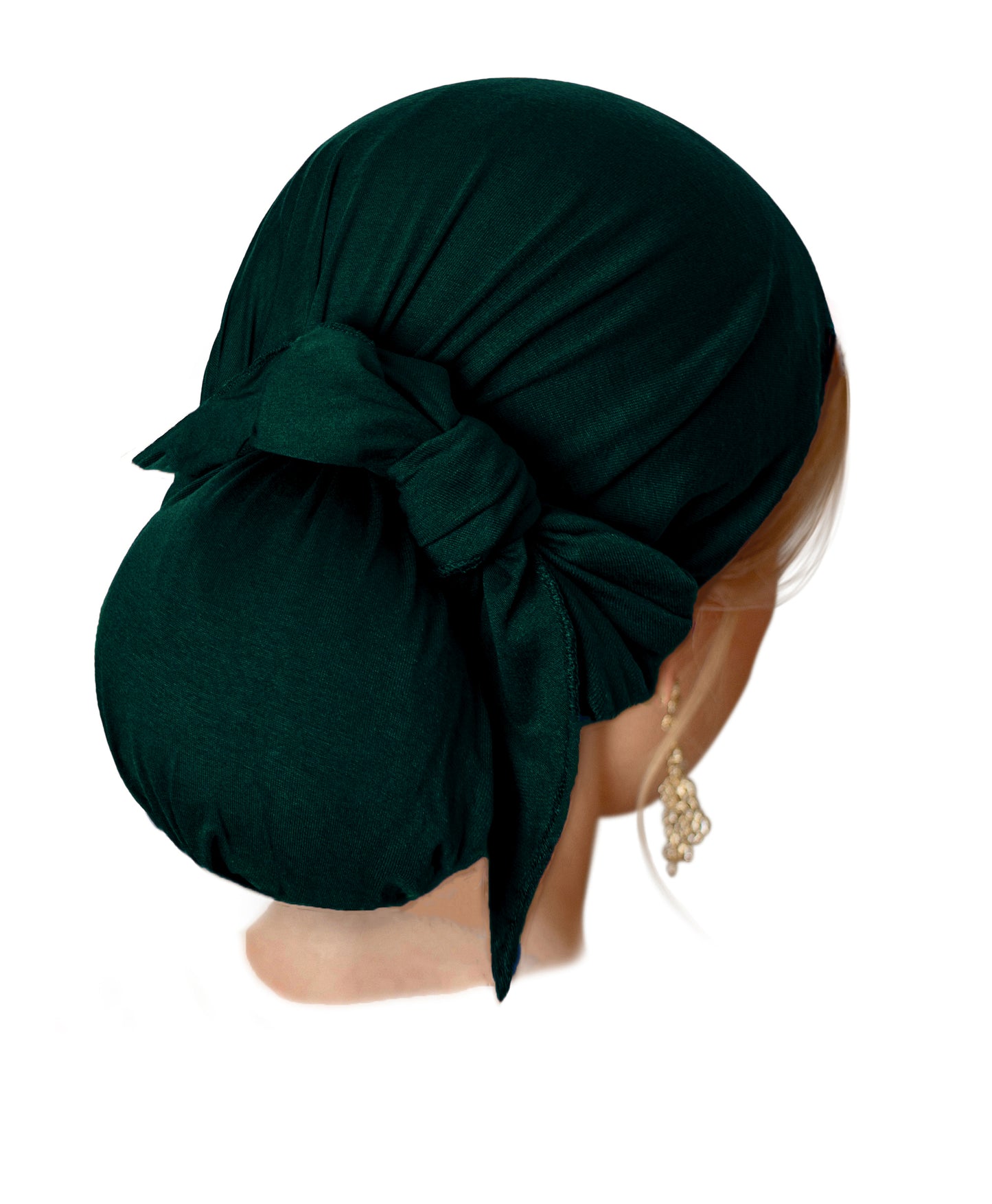 Emerald green long pre-tied headscarf