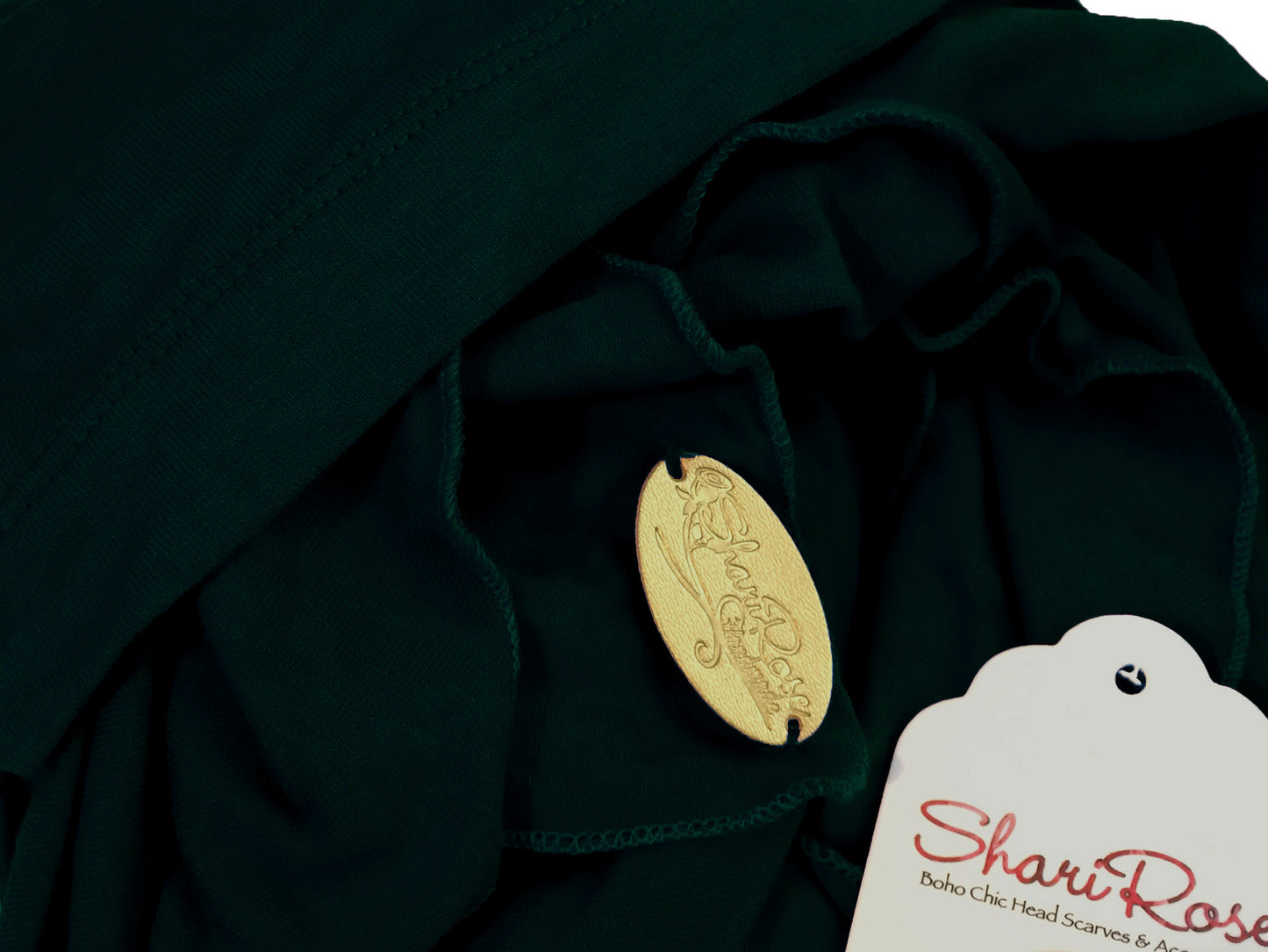 Emerald green long pre-tied headscarf