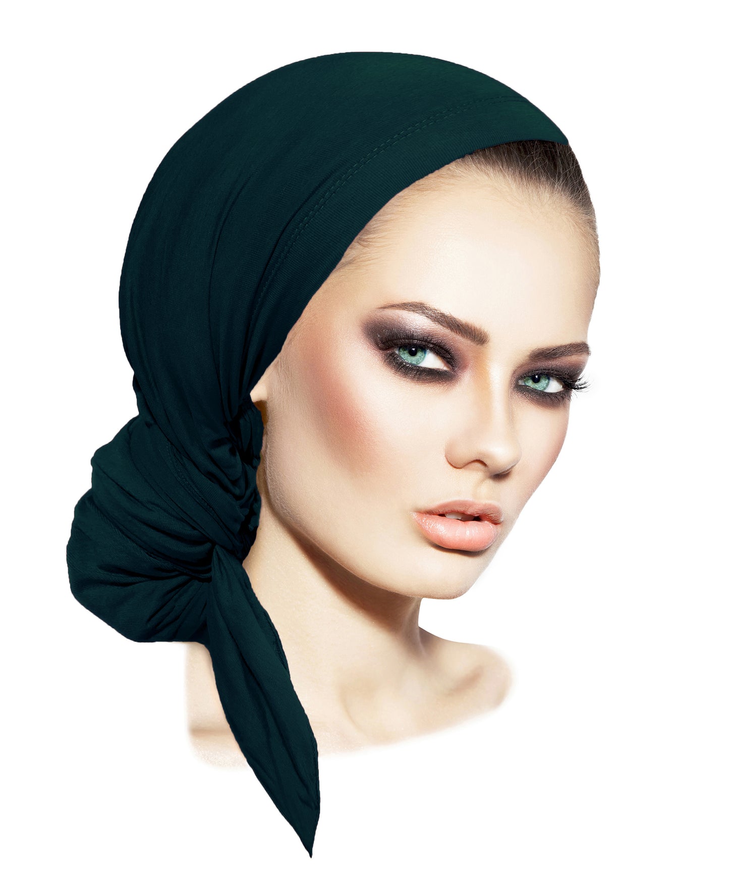 Emerald green long pre-tied headscarf