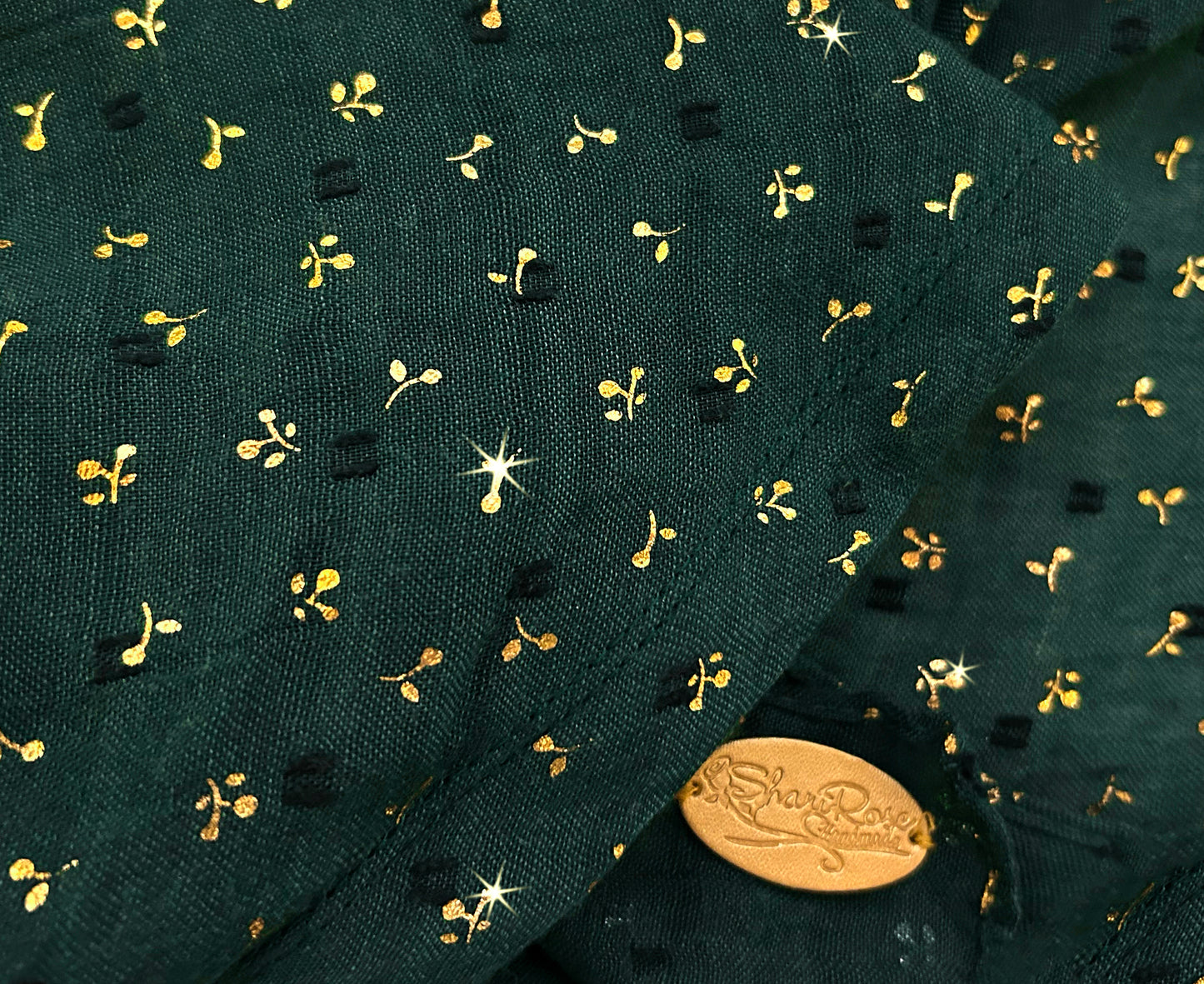 Forest green headscarf gold sparkles