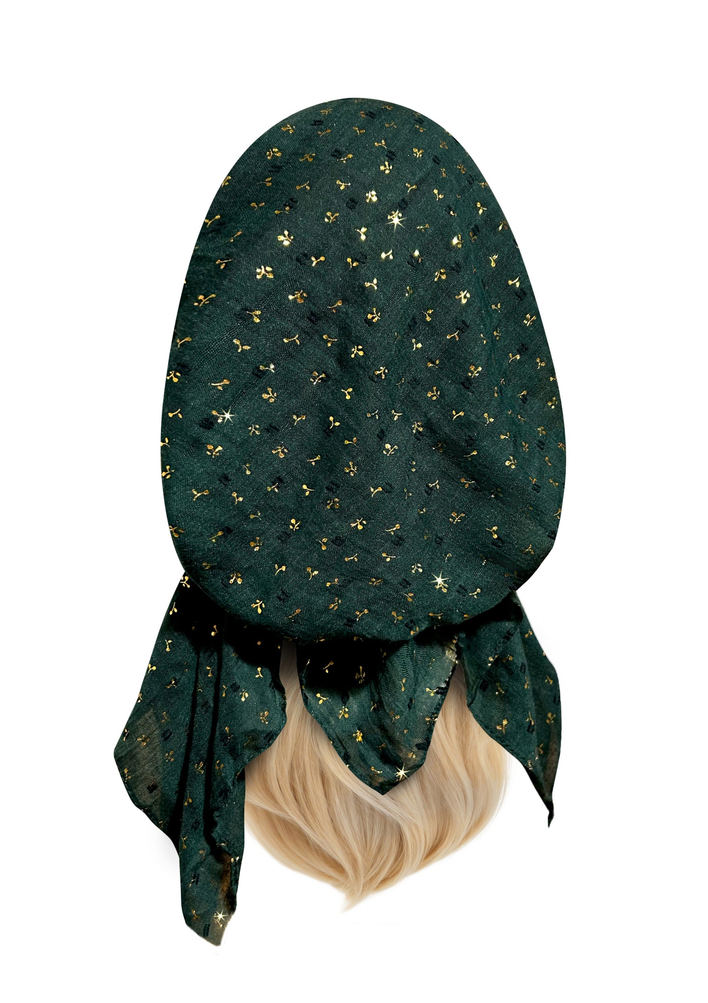 Forest green headscarf gold sparkles
