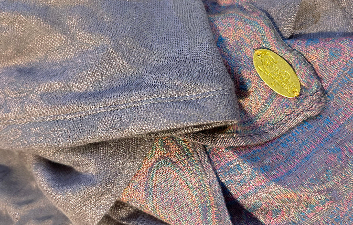 Gray cashmere paisley headscarf