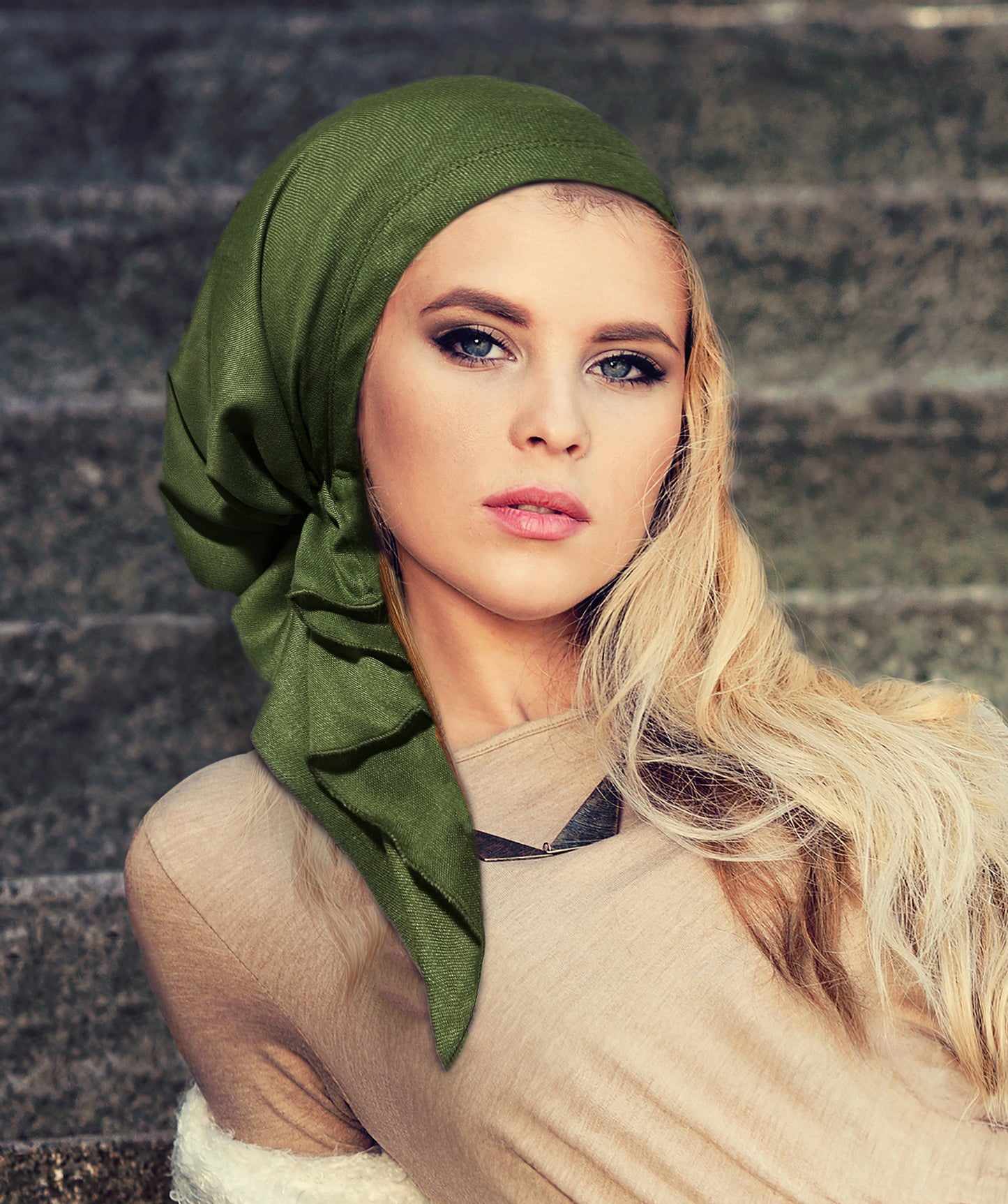 Juniper green non slip headscarf