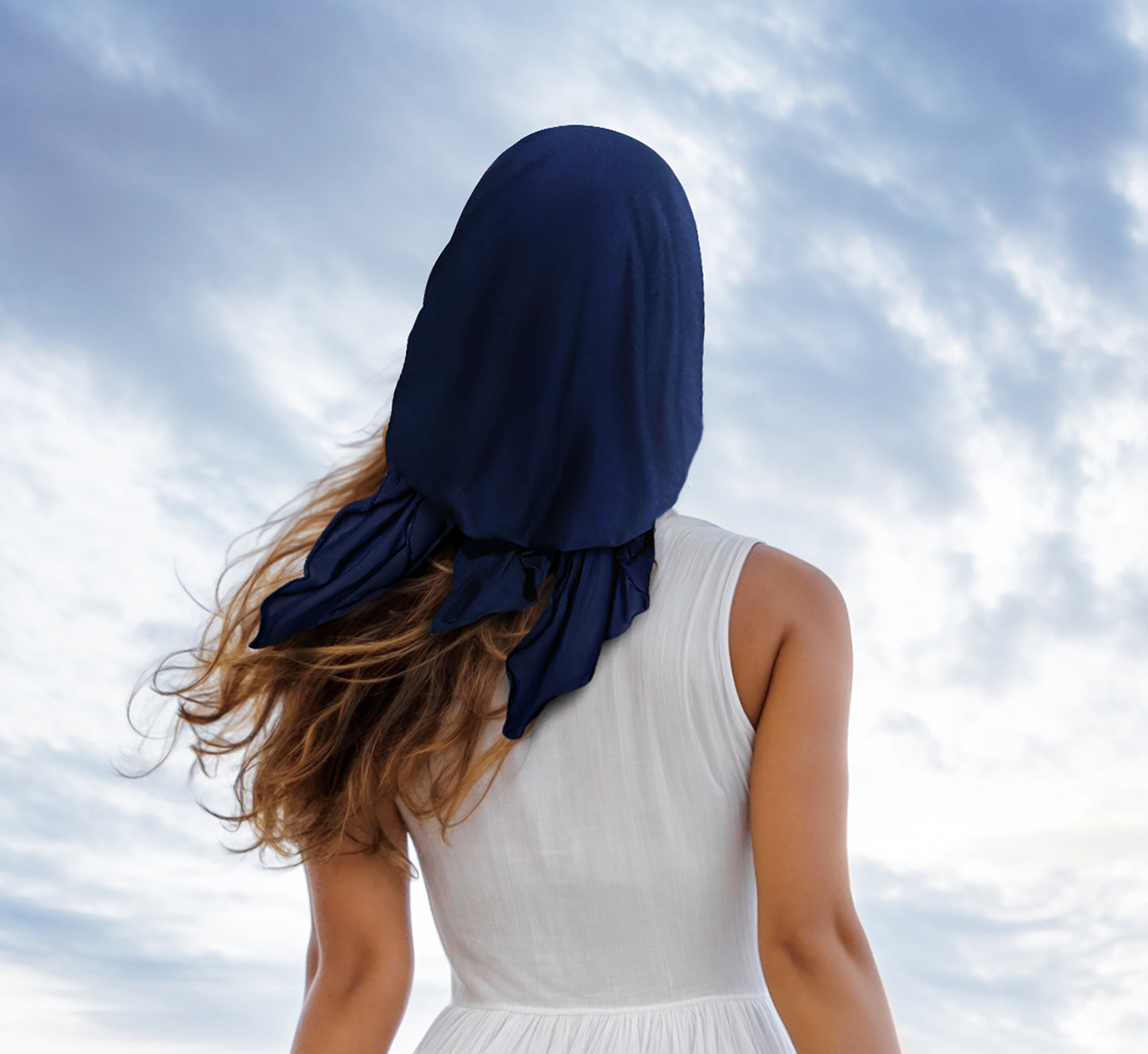 Deep navy blue non slip lightweight headscarf