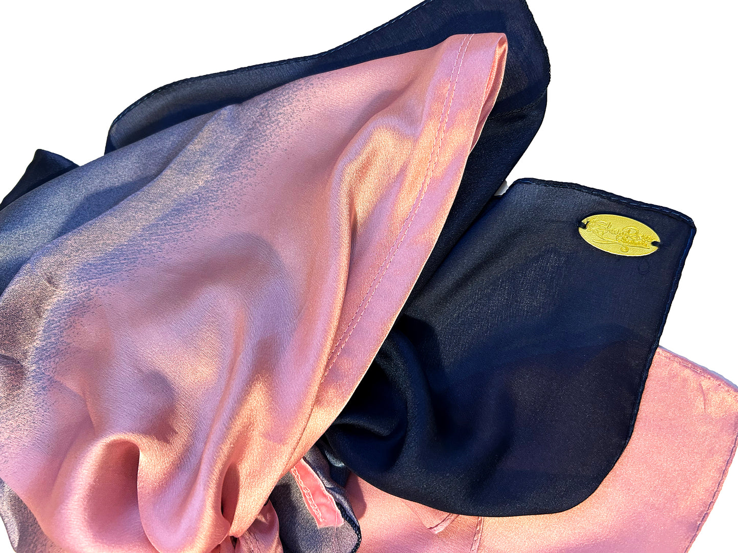 Pink navy non slip headscarf silk sparkle