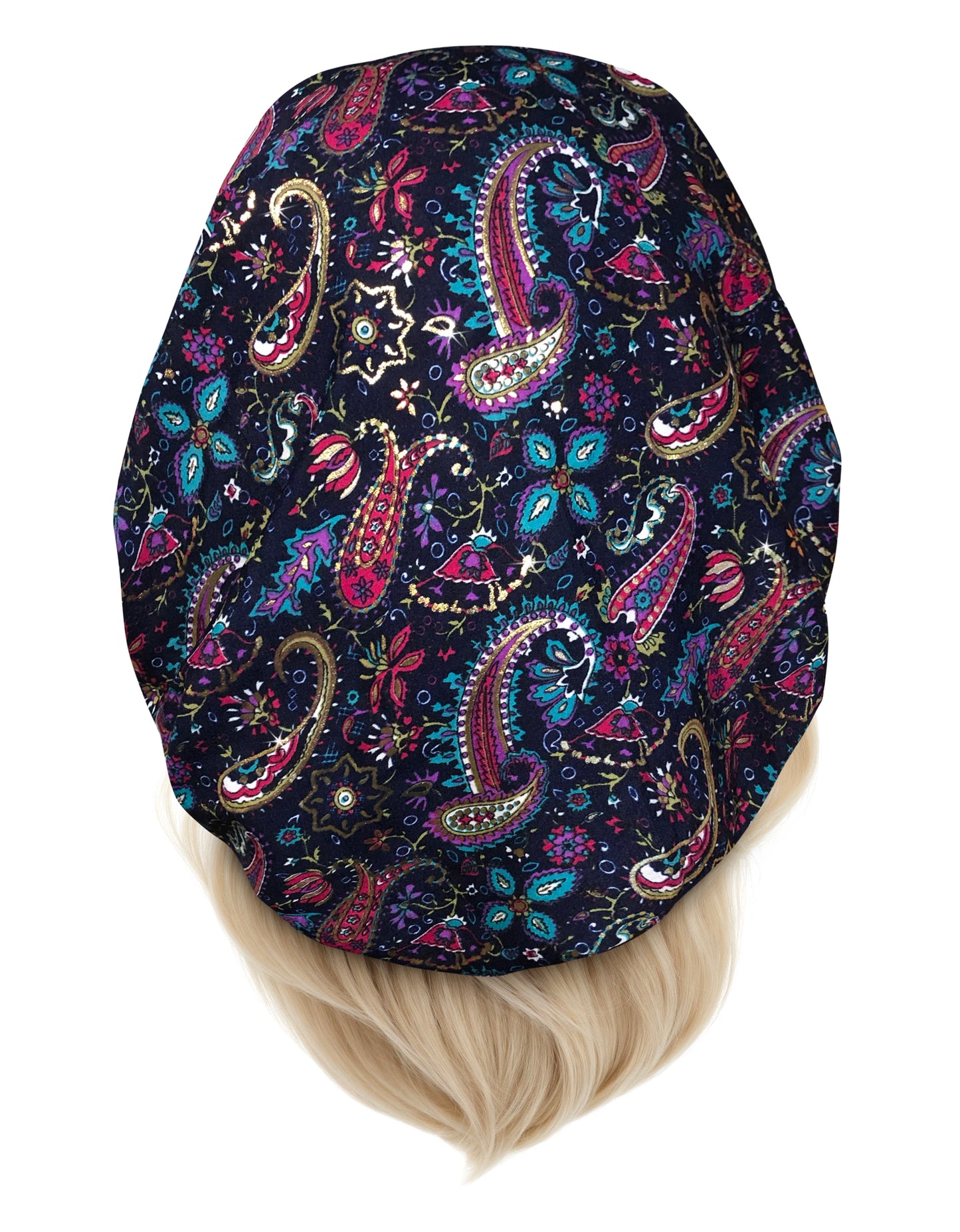 Navy paisley headscarf gold sparkles long