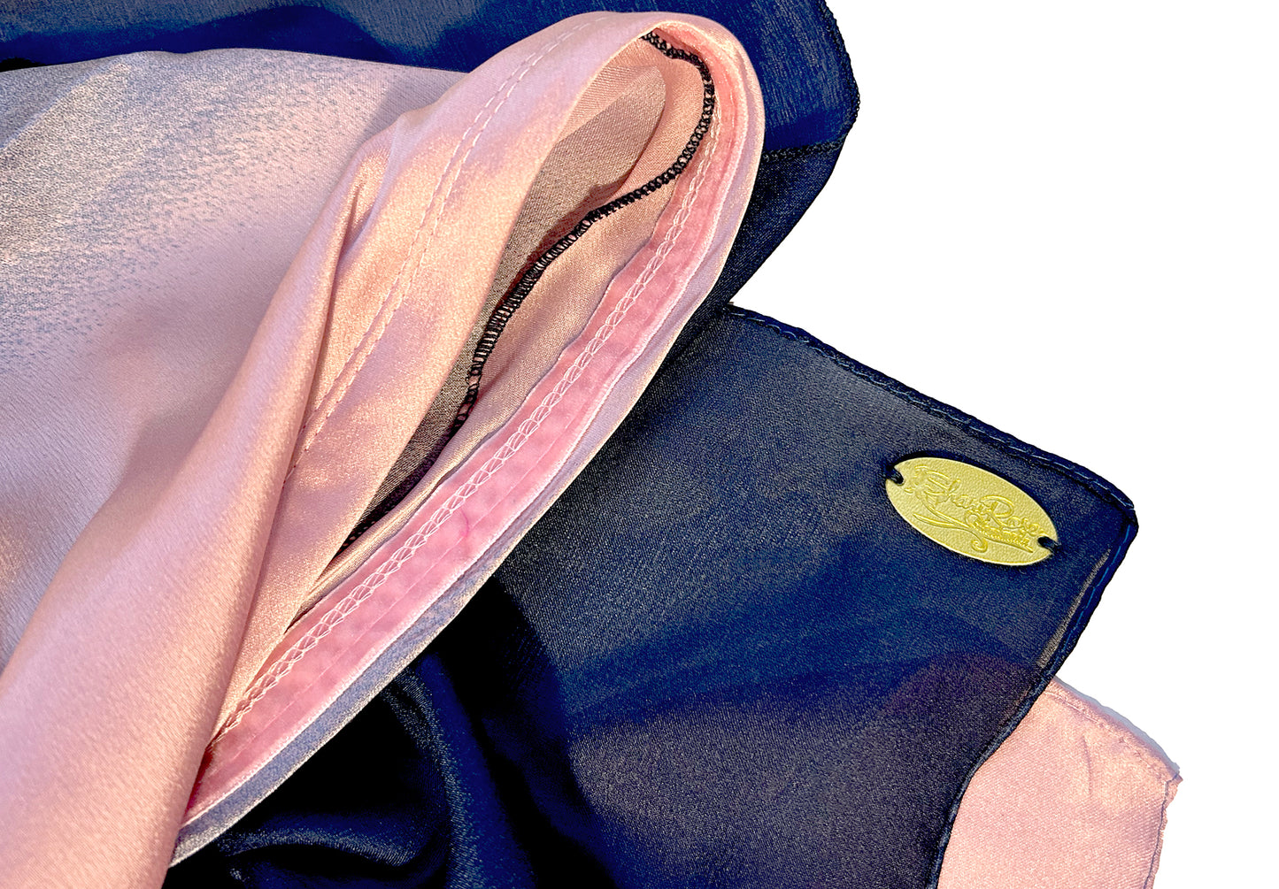Pink navy non slip headscarf silk sparkle