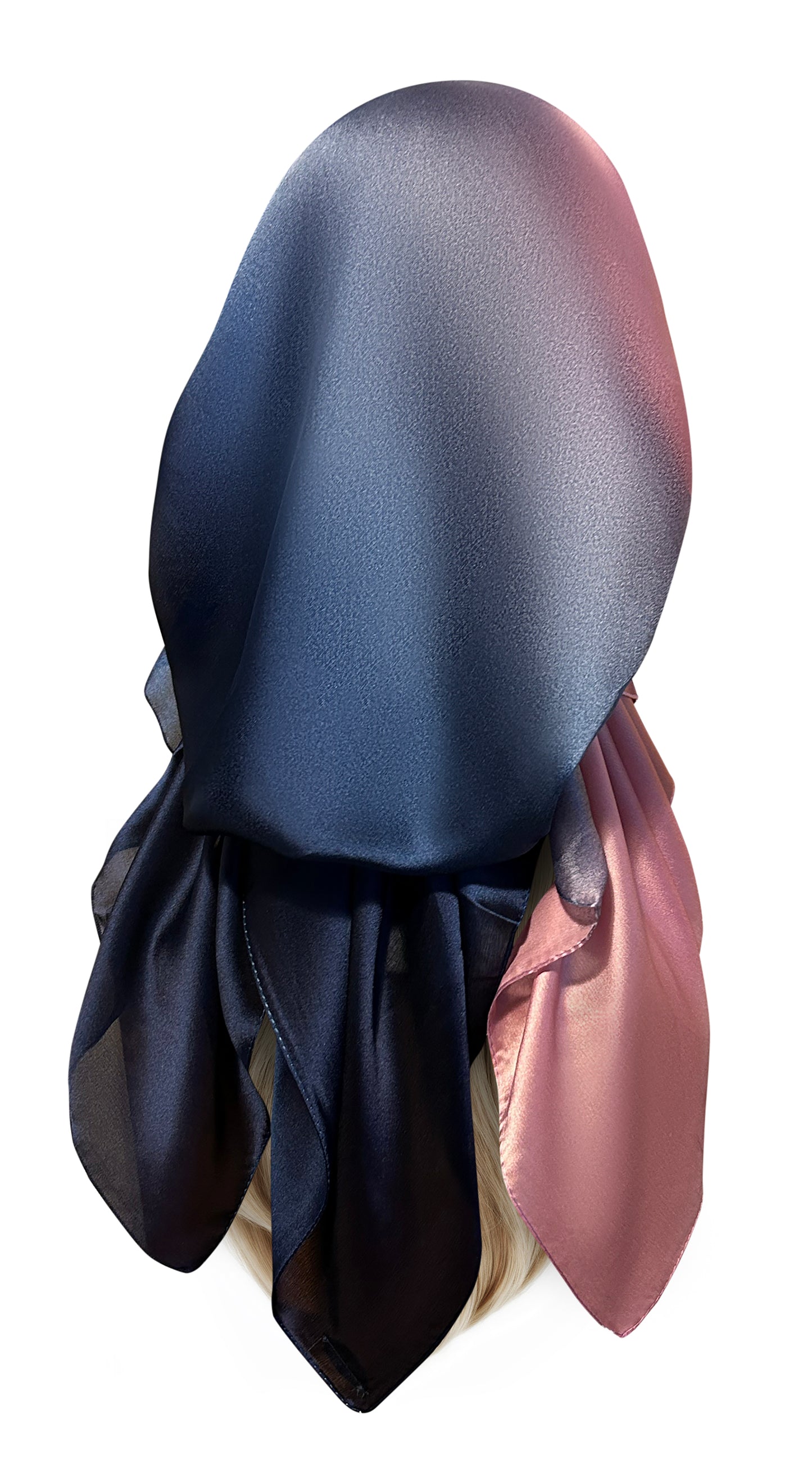 Pink navy non slip headscarf silk sparkle