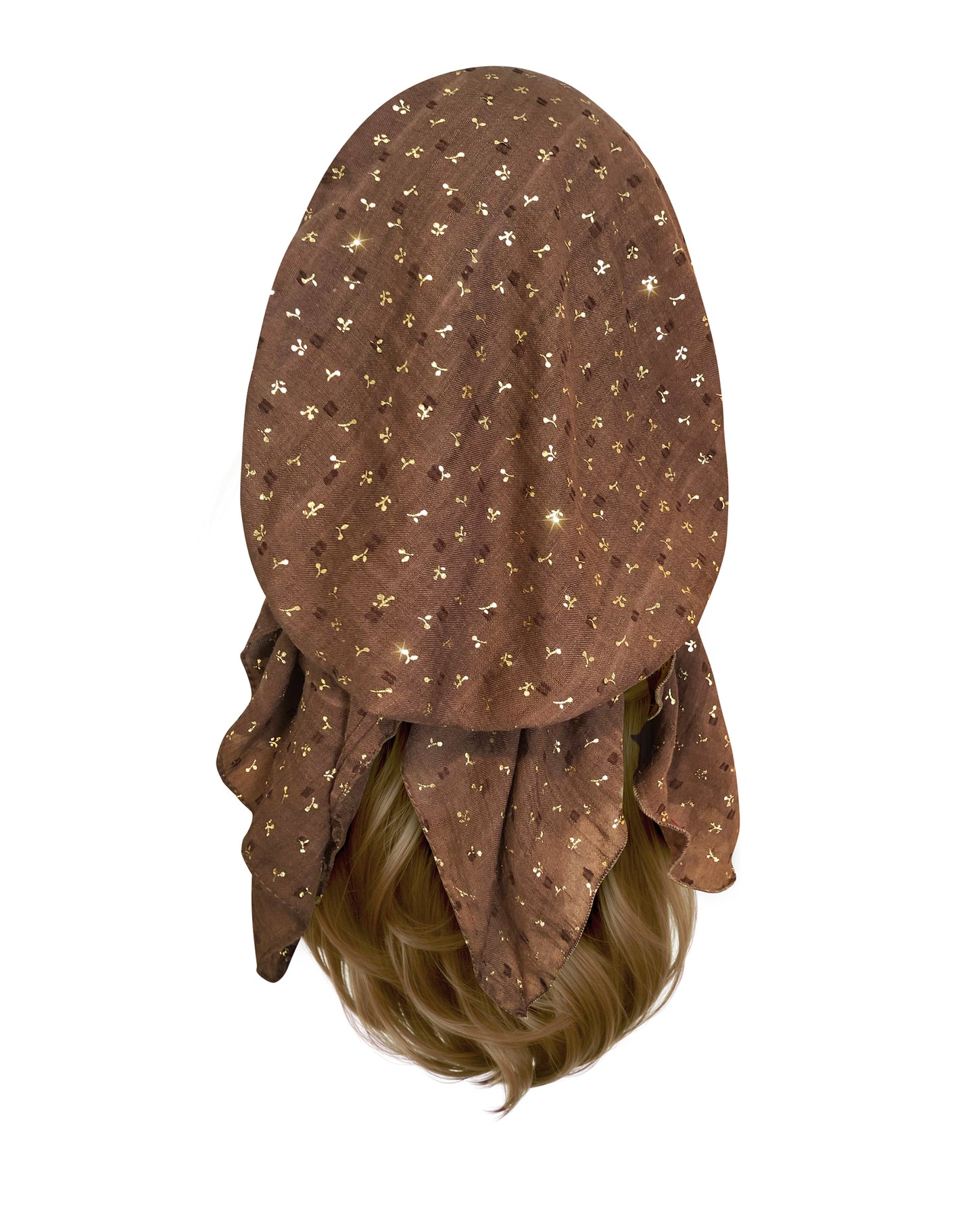 Taupe gold floral headscarf sparkles