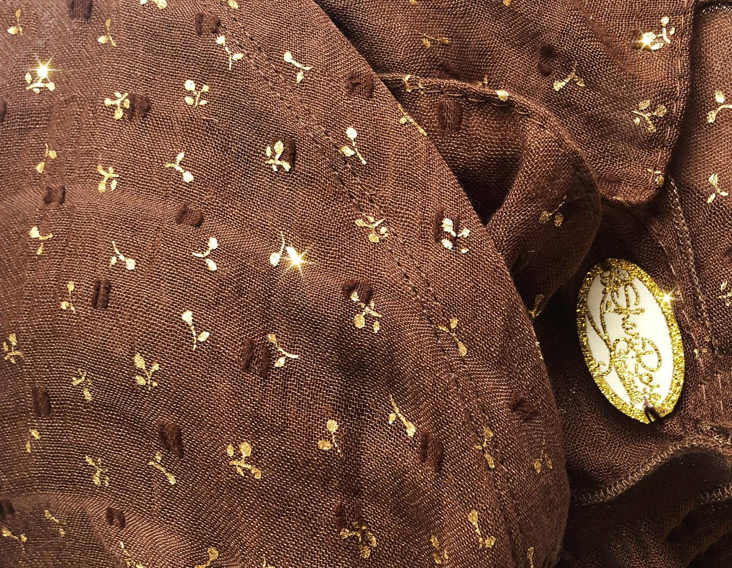 Taupe gold floral headscarf sparkles