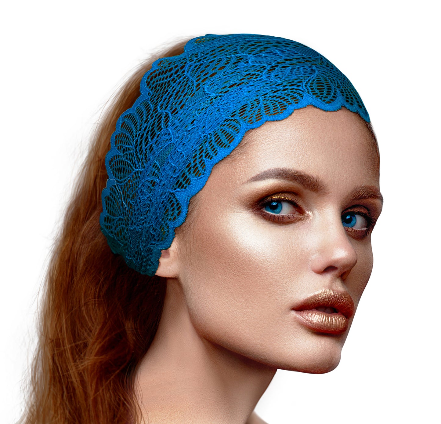 Teal turquoise lace headband