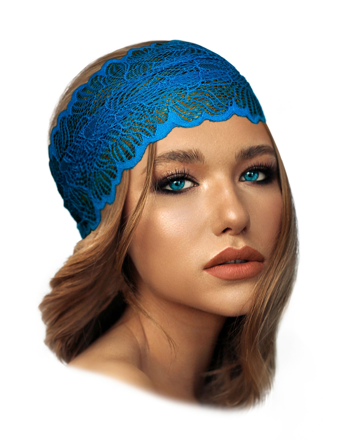Teal turquoise lace headband