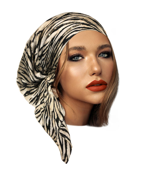 Black gold stripe sparkles non slip headscarf