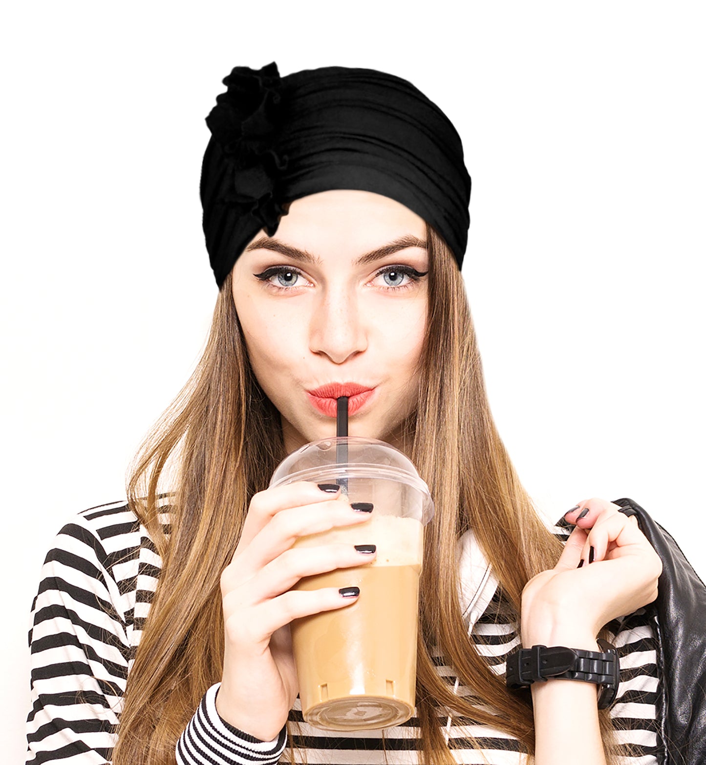 Soft black cotton turban headband