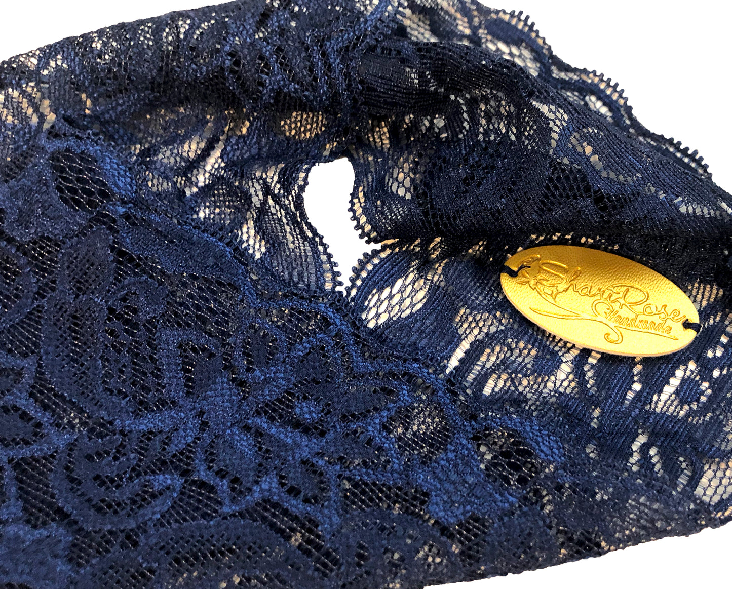 Navy blue floral lace headband