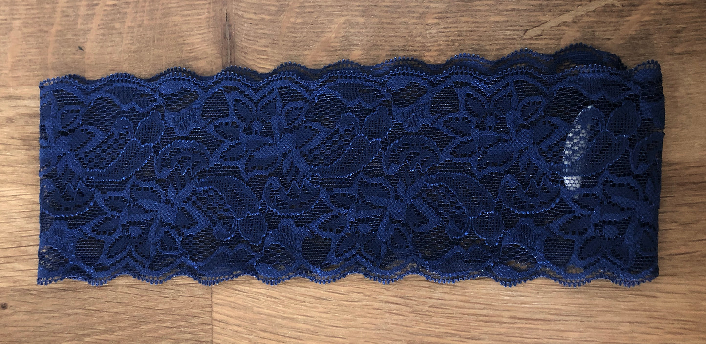 Navy blue floral lace headband