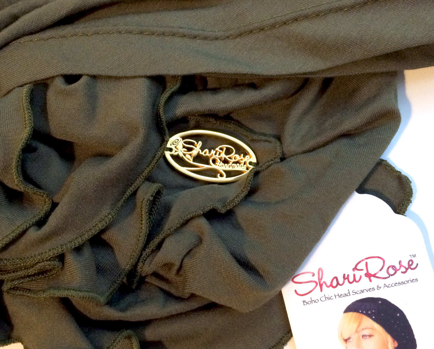 Olive green soft cotton headscarf