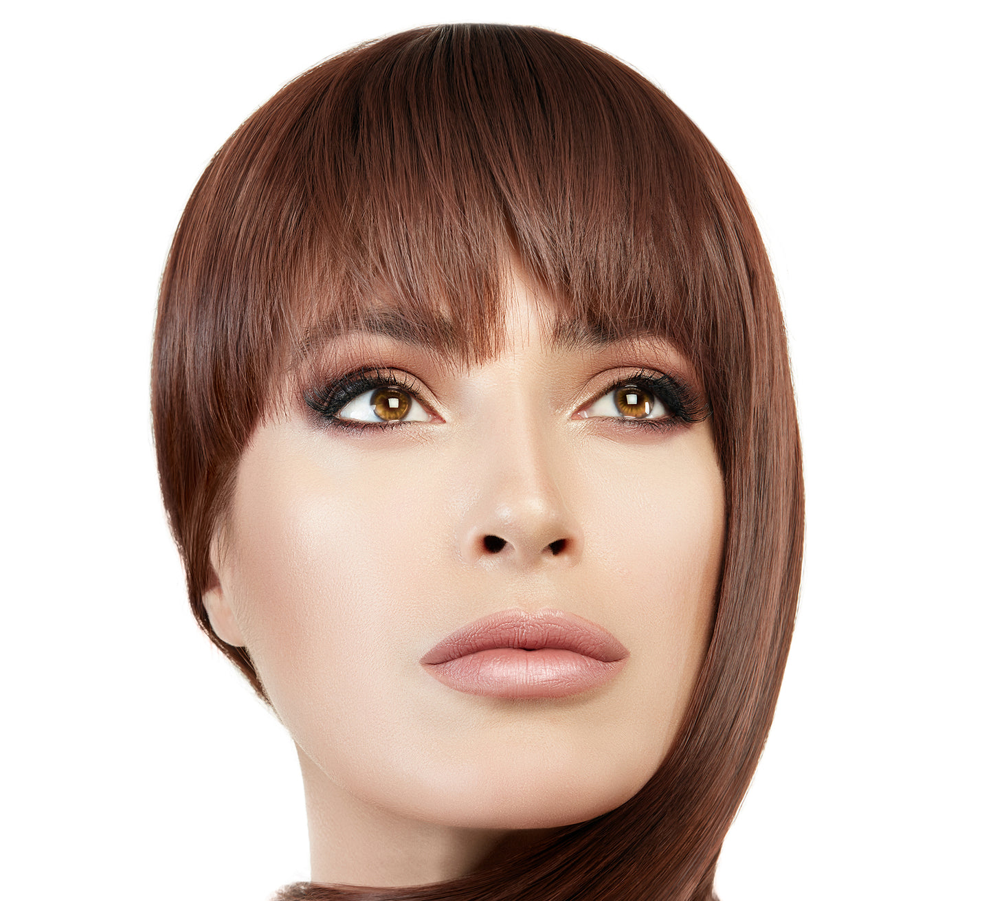 Clip in bangs hair extension mini wig 100% real human (Auburn)