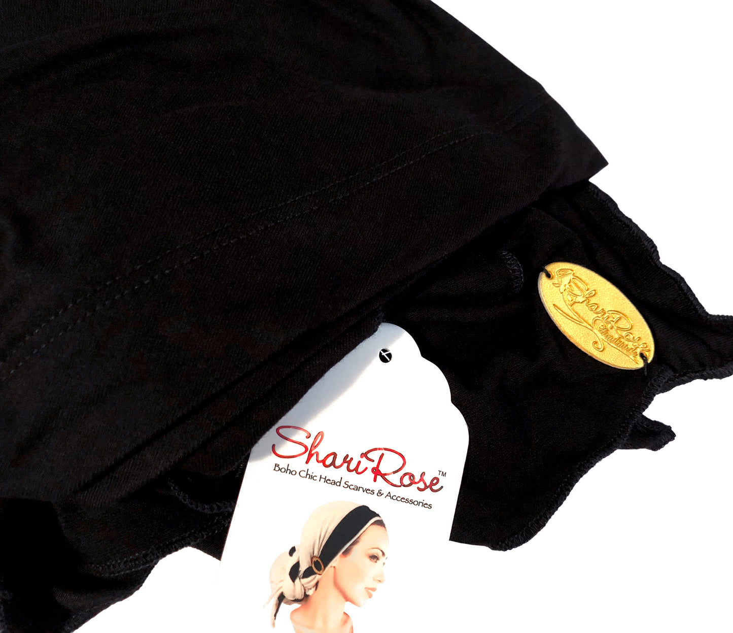 Black headscarf soft cotton pre-tied