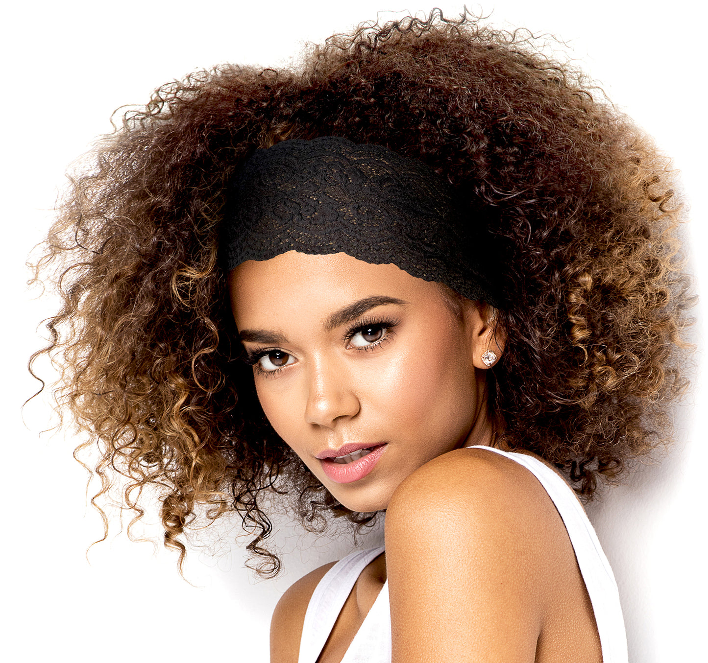 Fancy black floral lace headband