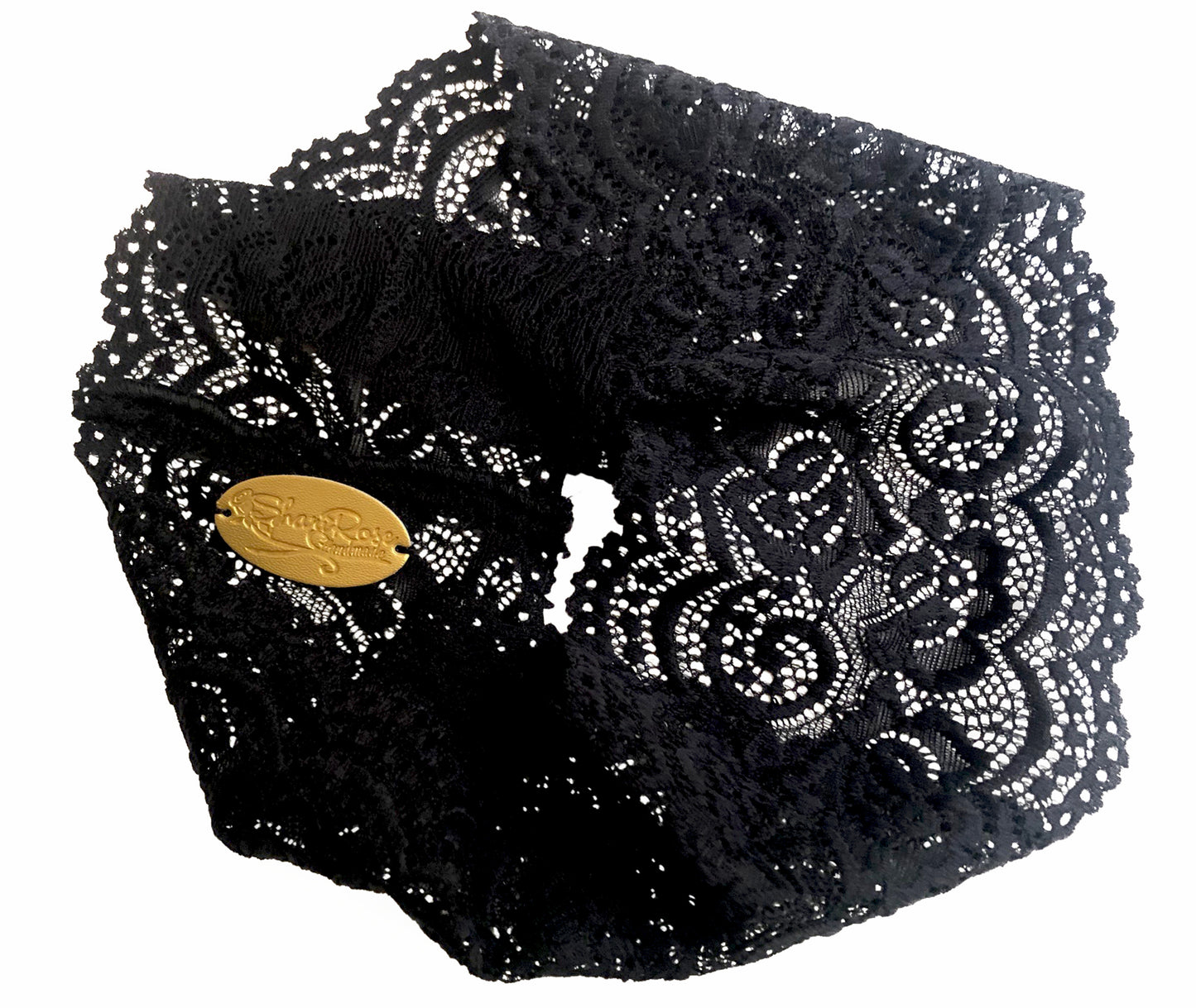Fancy black floral lace headband