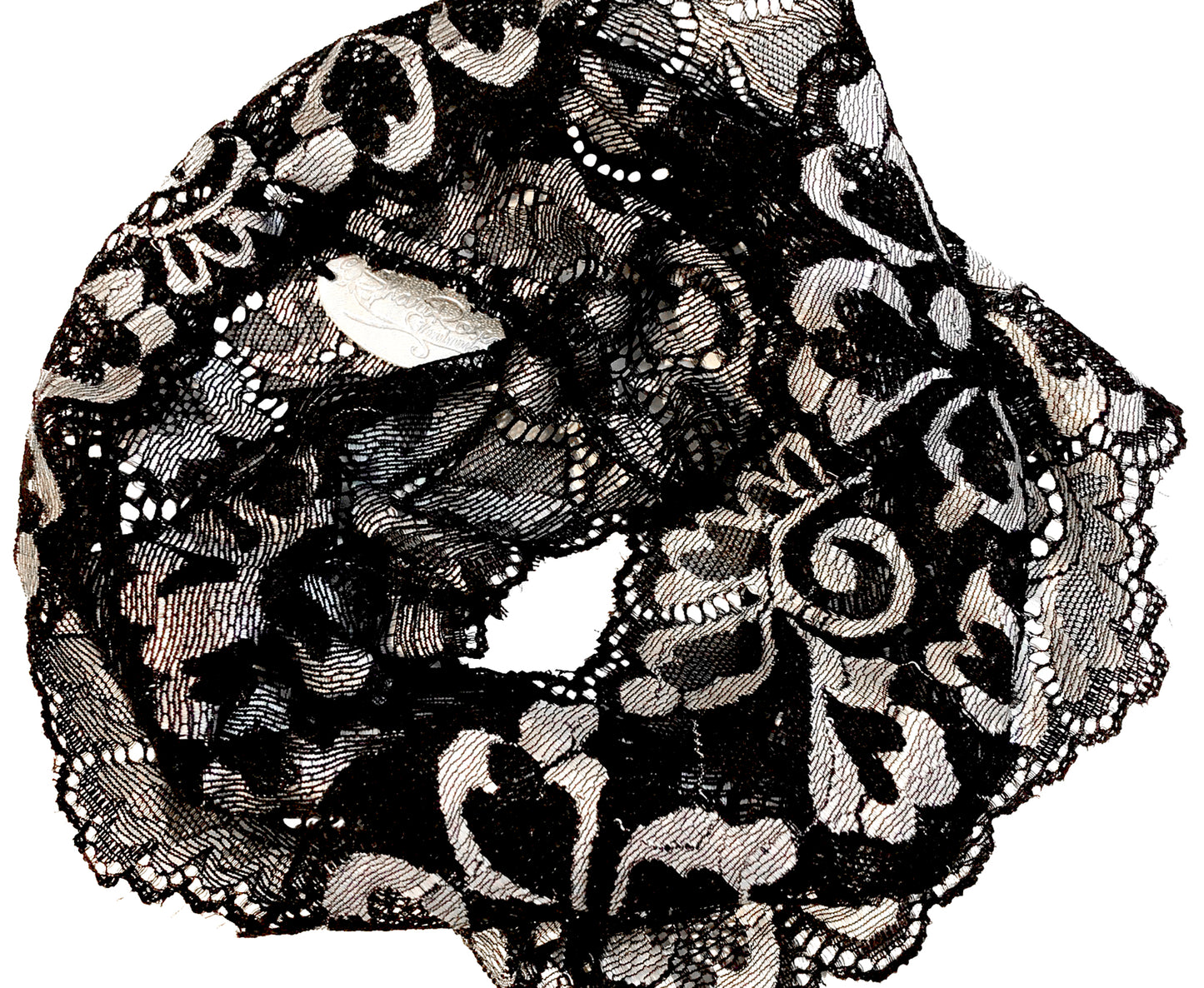 Black silver floral shabby chic lace headband