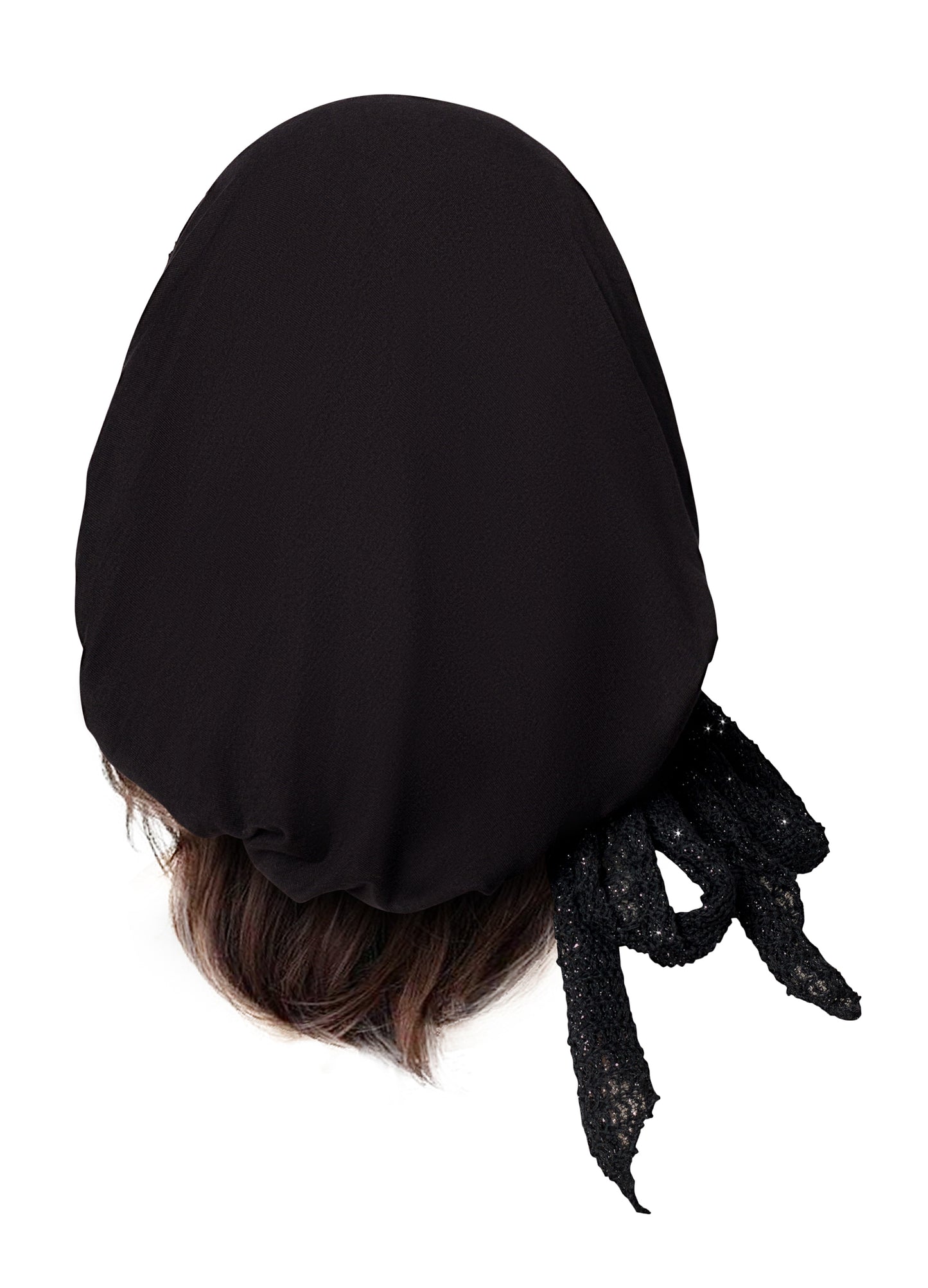 Black pre tied headscarf sparkly knit wrap
