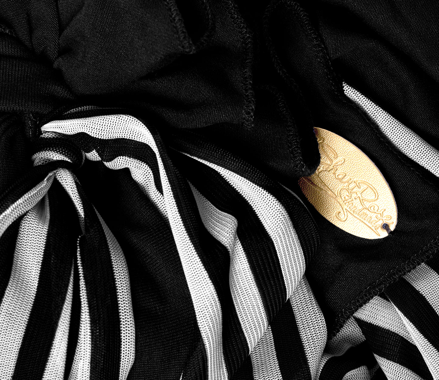 Black long headscarf with black & white stripe wrap