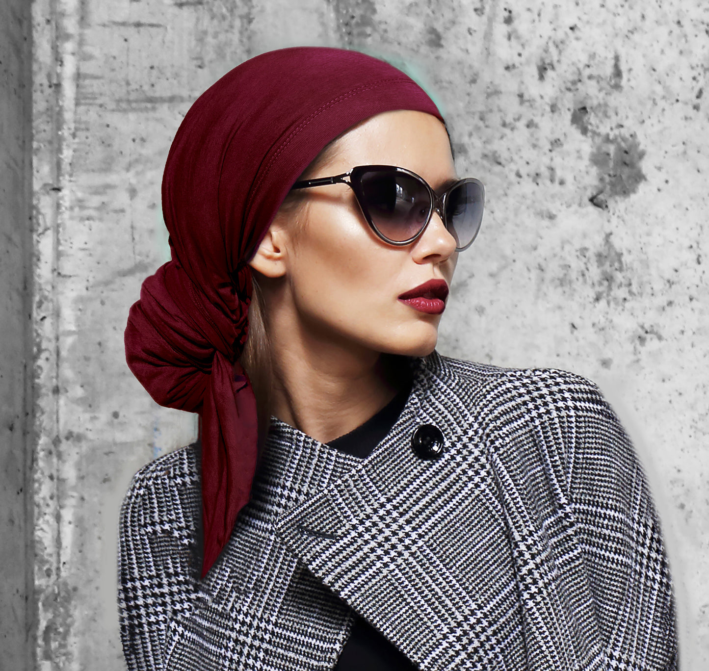 Cabernet soft cotton pre-tied headscarf