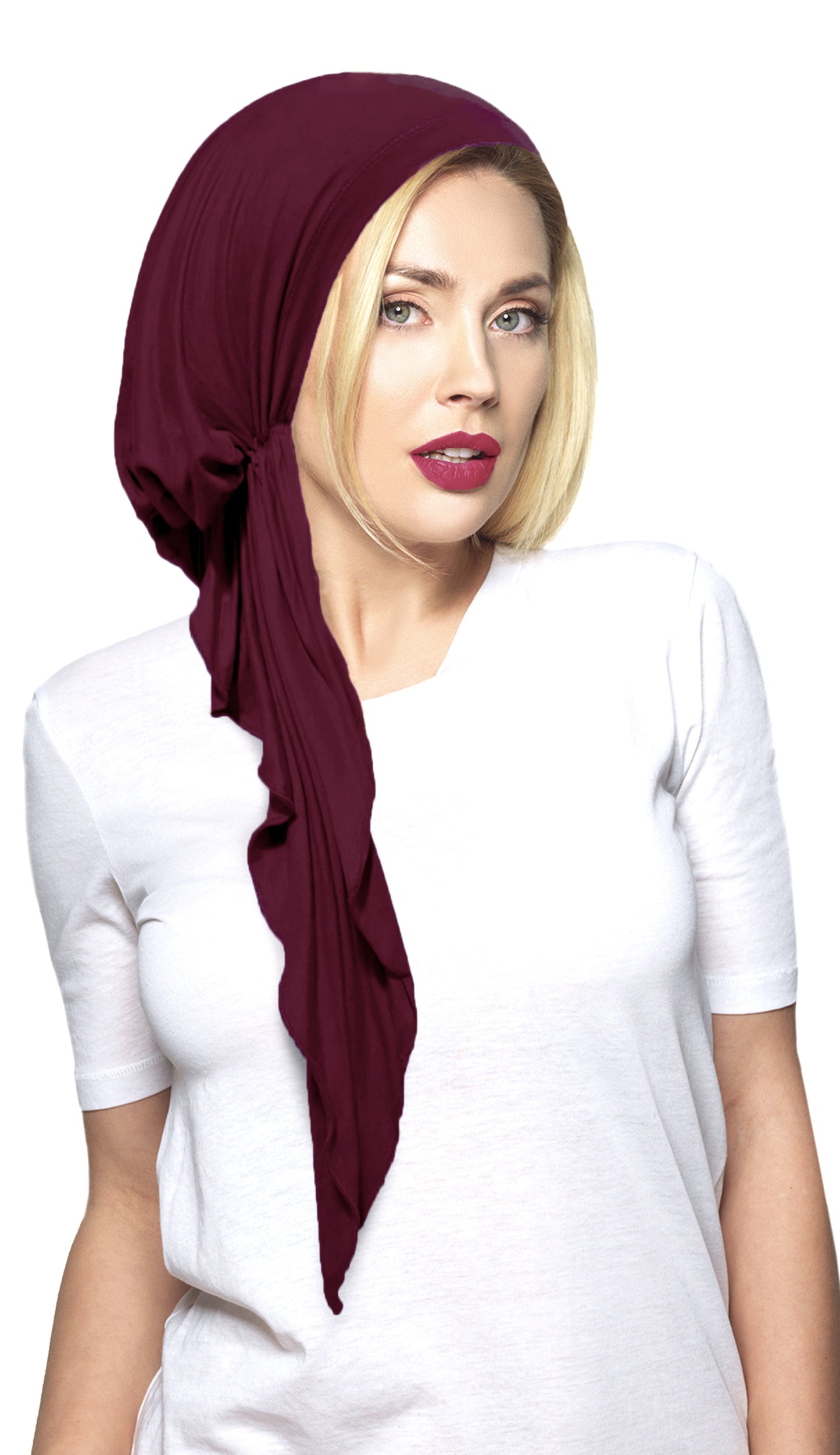 Cabernet soft cotton pre-tied headscarf