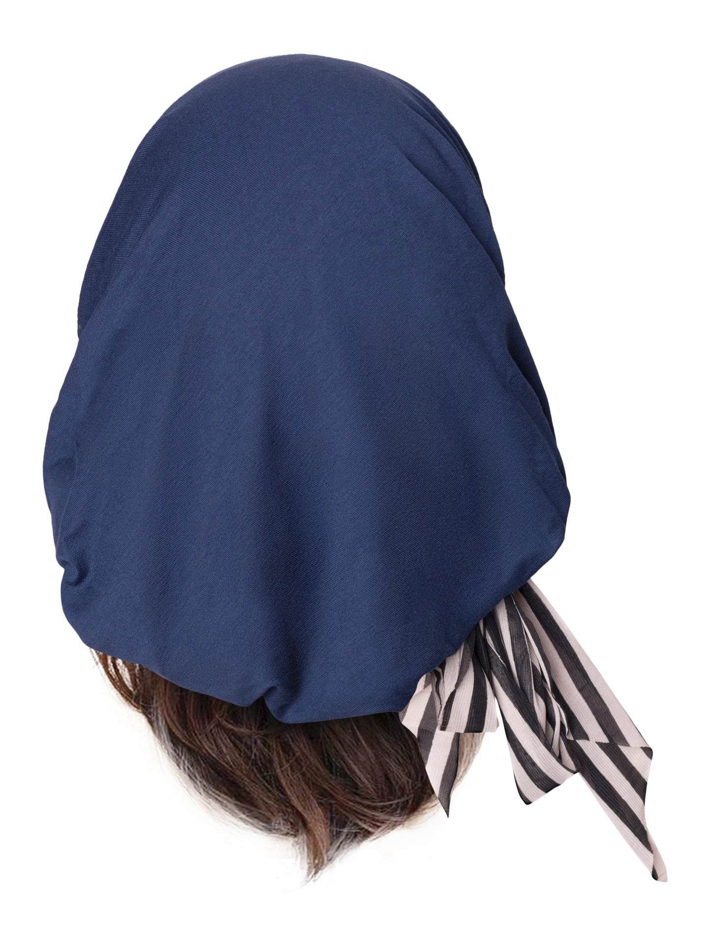 Long navy blue headscarf with stripe wrap