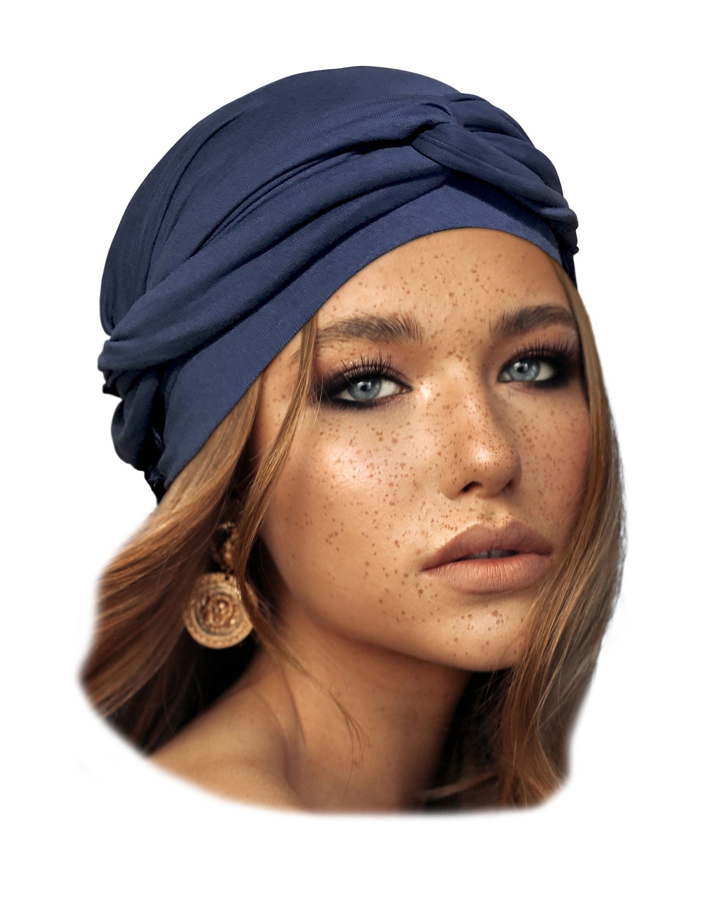 Navy blue long cotton headscarf