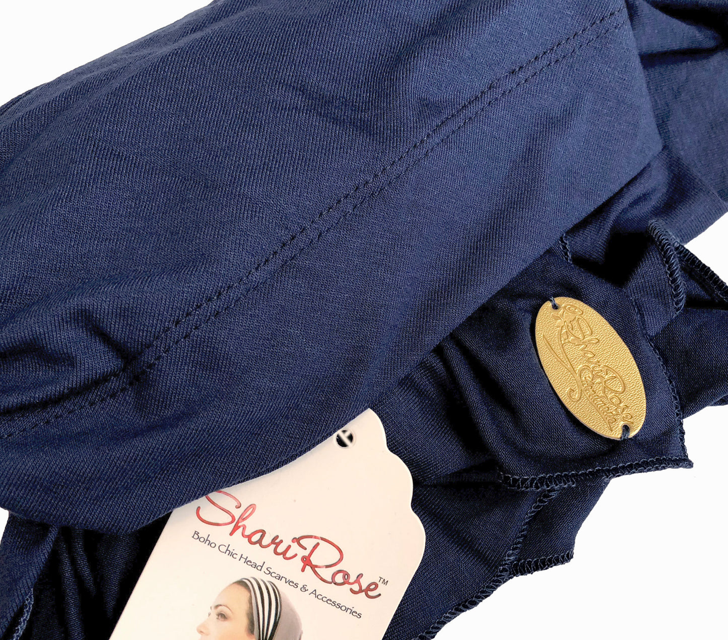 Navy blue long cotton headscarf