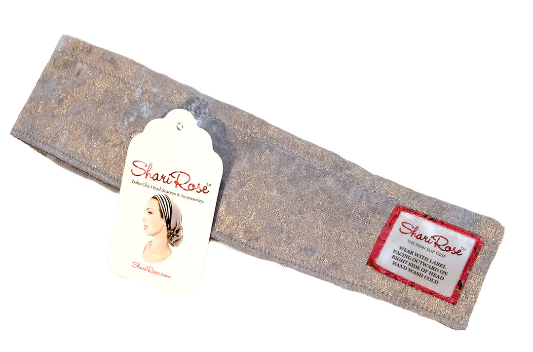 Silver Grey Velour Non-slip headband wig grip for wig or headscarf!