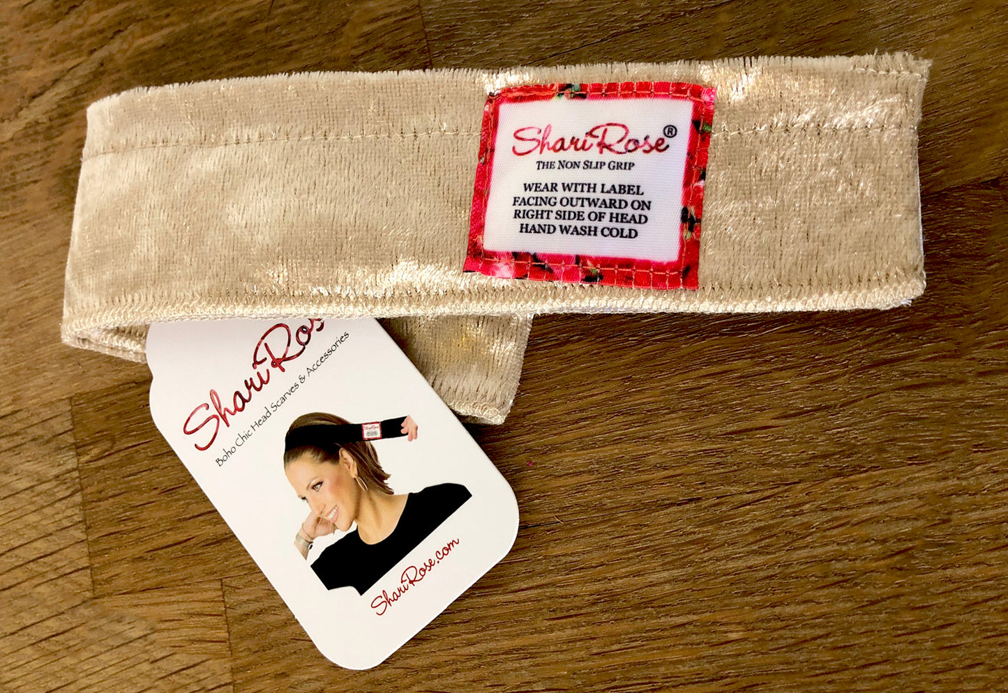 Non-slip beige velour headband for wigs & headscarves