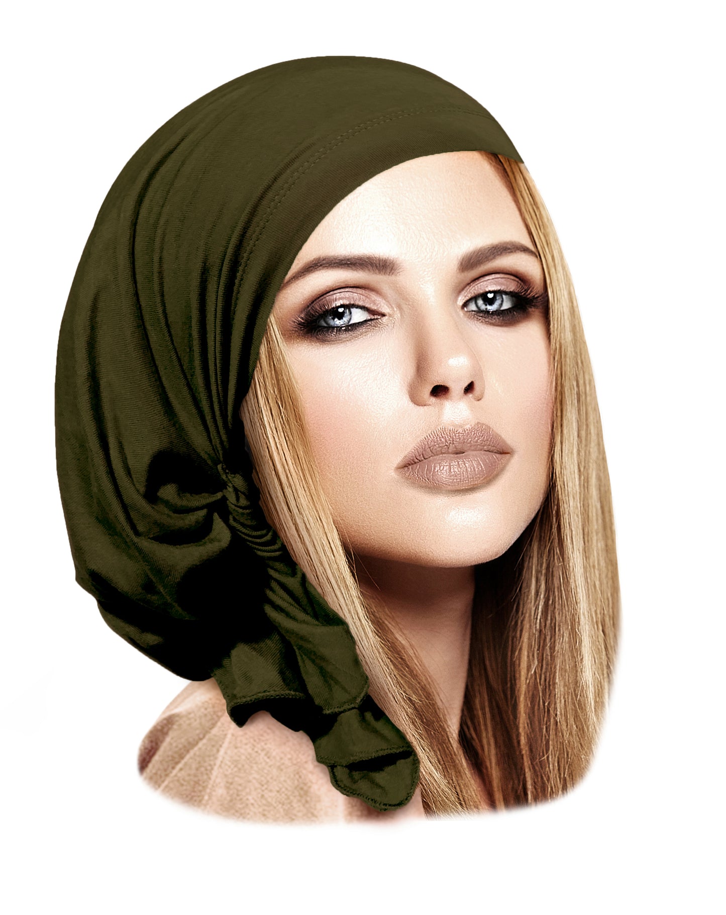 Olive green soft cotton headscarf