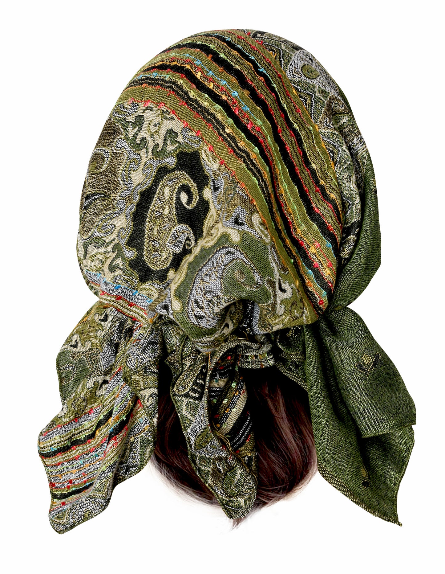 Olive green cashmere headscarf